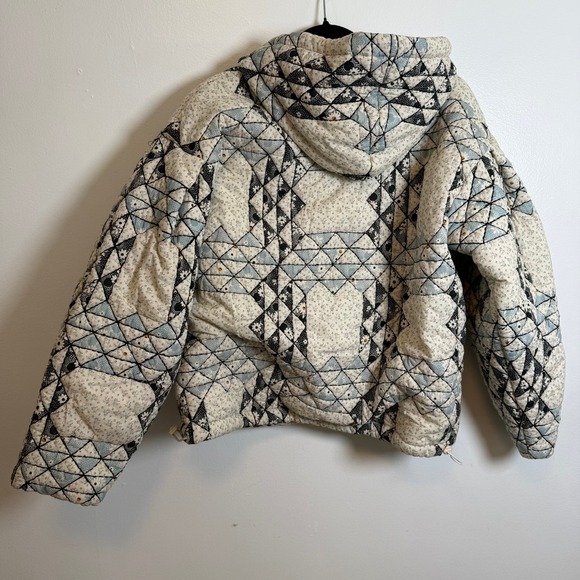 Sea New York Clemence Quilted Printed Patchwork Laced Hoodie Jacket Size S - Picture 10 of 11